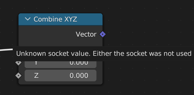 Screenshot of the error message tooltip displayed when hovering over a Geometry Node that isn’t connected to an output node.