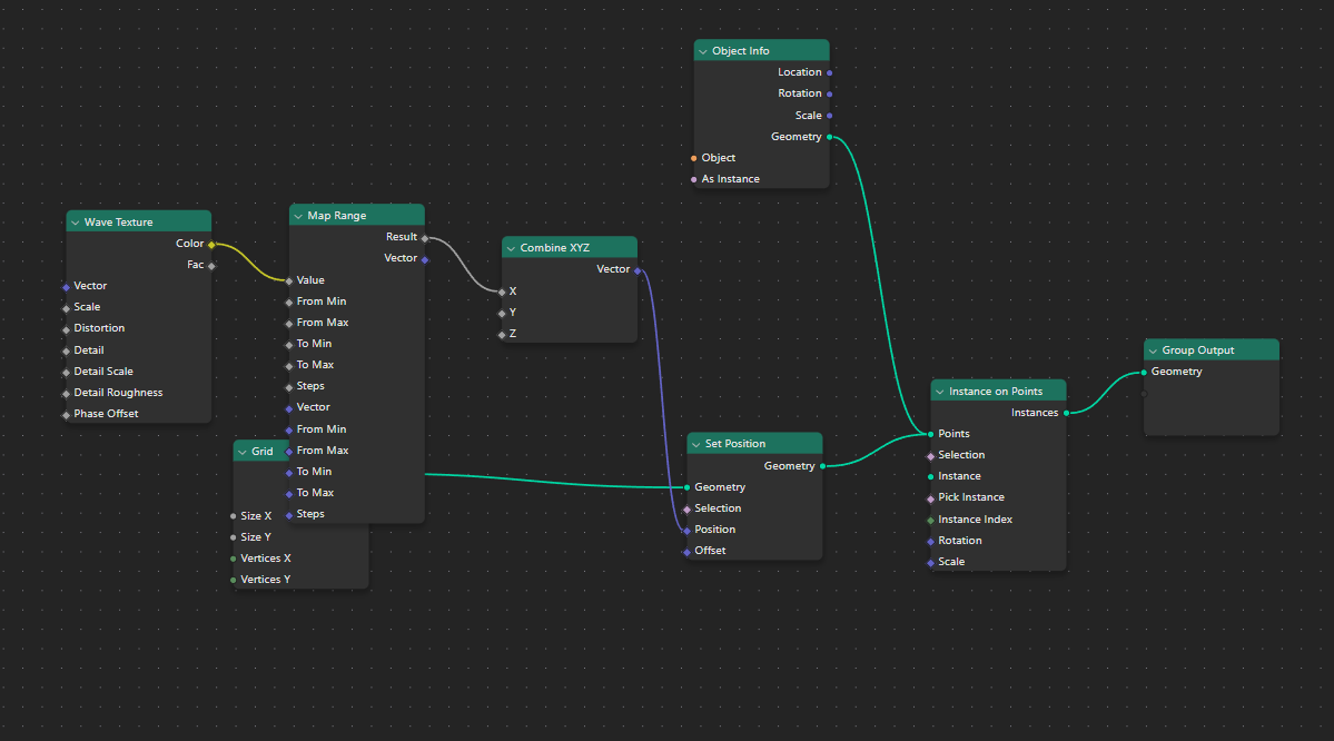 Example of a web app displaying a node graph from the geometry nodes we exported from JSON