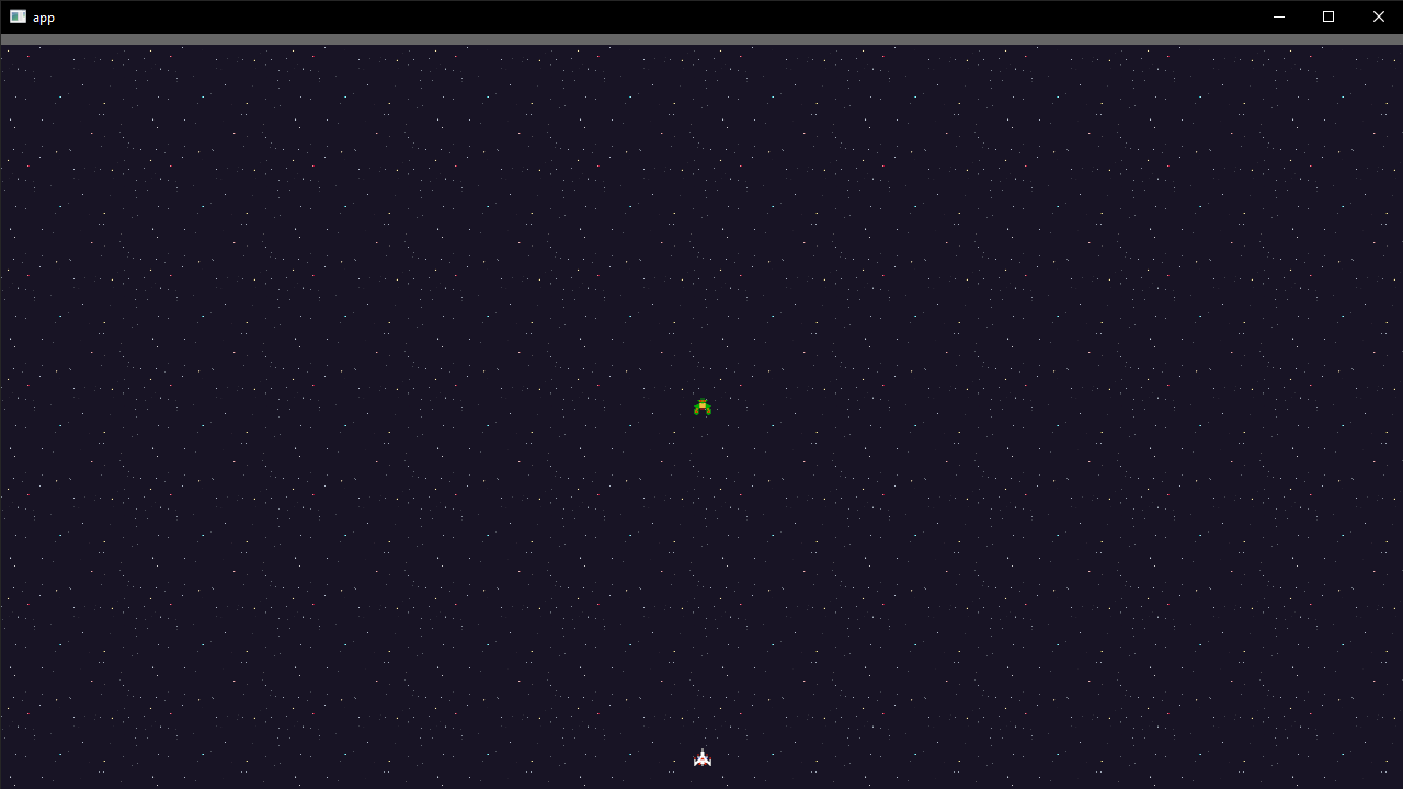 Same as last image, but the player and enemy ship are now visible in scene.