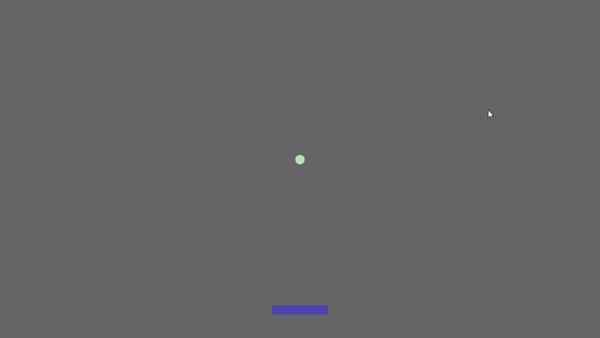GIF of the player firing projectiles at a circle in center of screen (representing an enemy) and the projectiles destroy the enemy making it disappear instantly along with projectile.