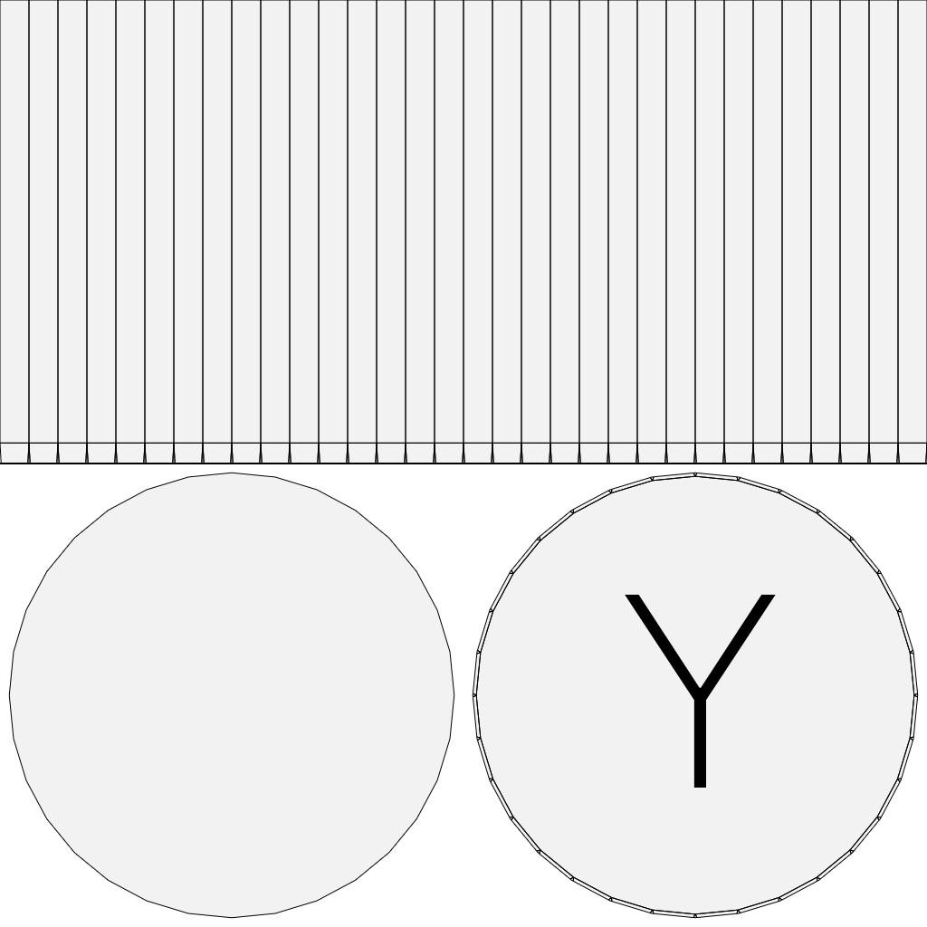UV maps for buttons. Strip of quads on top and 2 circles on bottom, 1 has text inside.