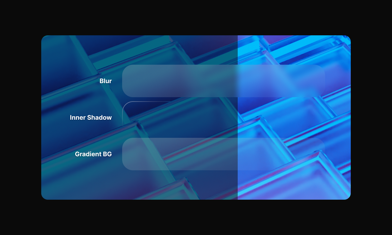 Example of the glass effect in Figma broken down into separate layers.