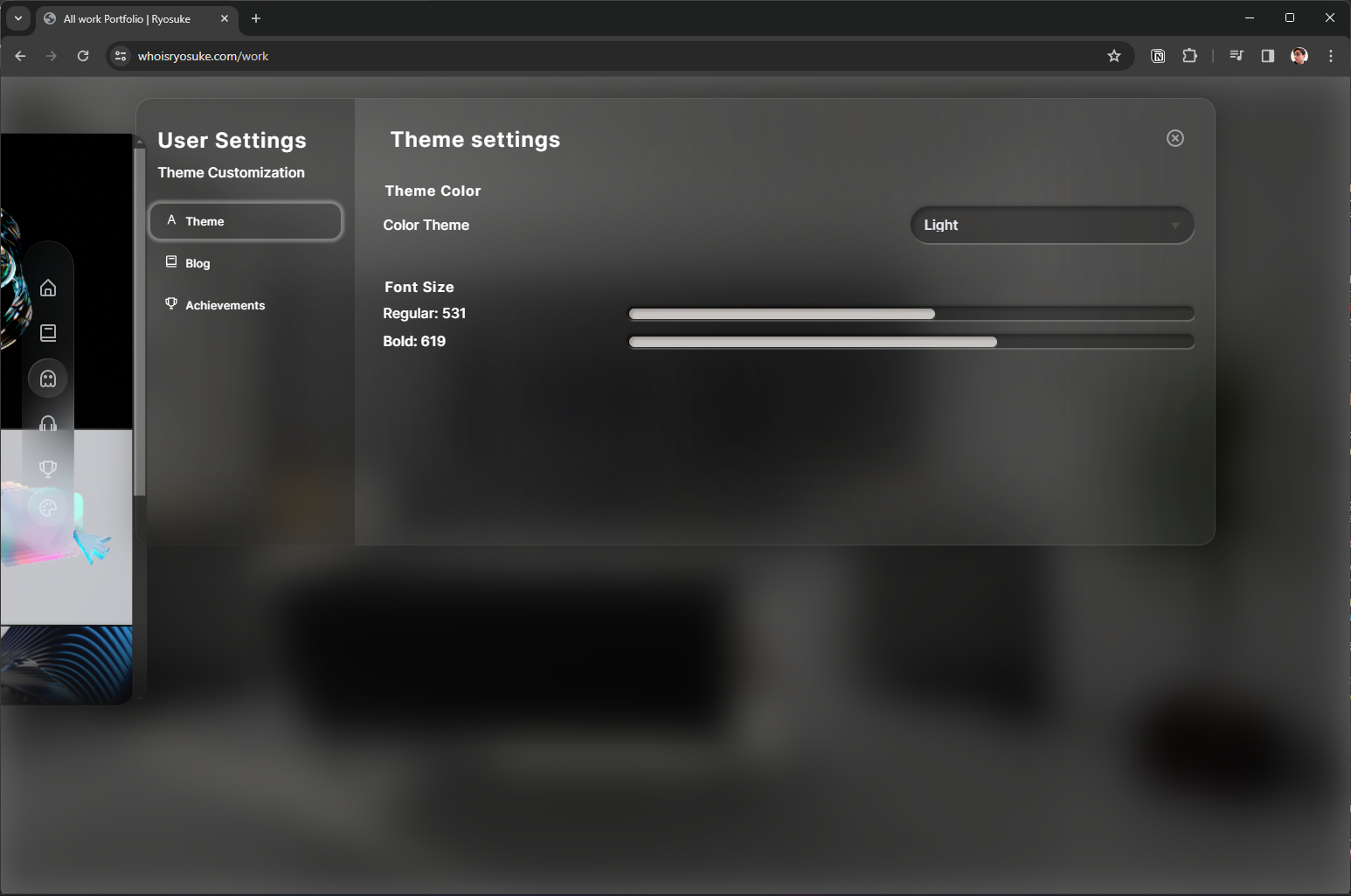 Theme customization modal