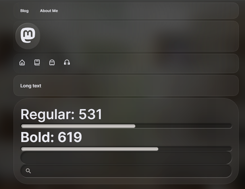 Screenshot of a debug page with a kitchen sink of various components like button and slider