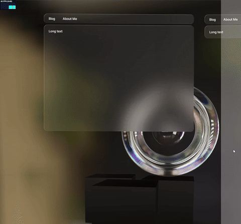 Example navigating between 2 windows in 3D space with the environment shifting in response