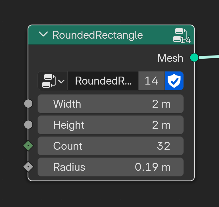 Rounded Rectangle custom node group with Width, Height, Count, and Radius input properties.