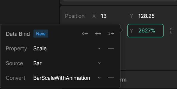 Right clicking a property in Rive and exposing the data binding popup